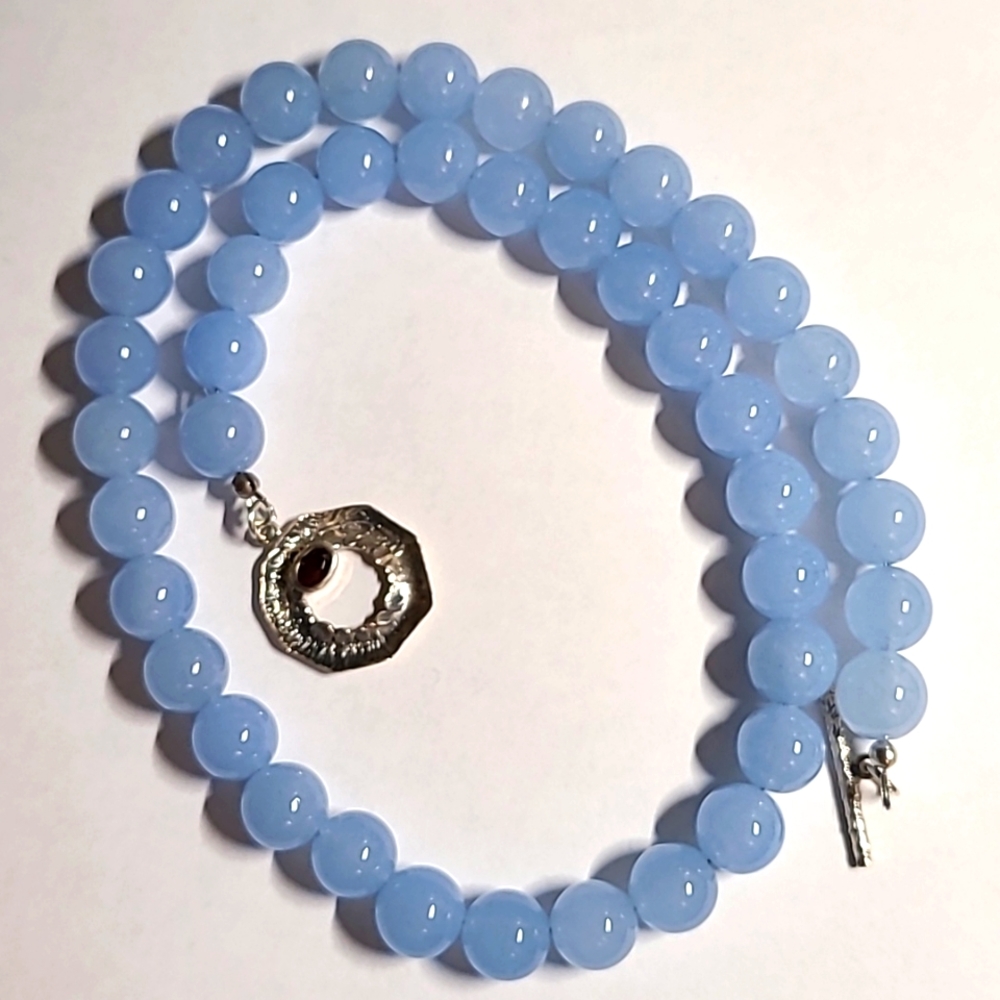 Aquamarine Necklace with Silver Toggle Clasp